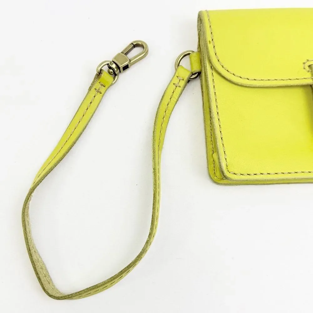 Fossil AUSTIN Yellow Cowhide Leather Turnkey Clasp Mini Wristlet Wallet